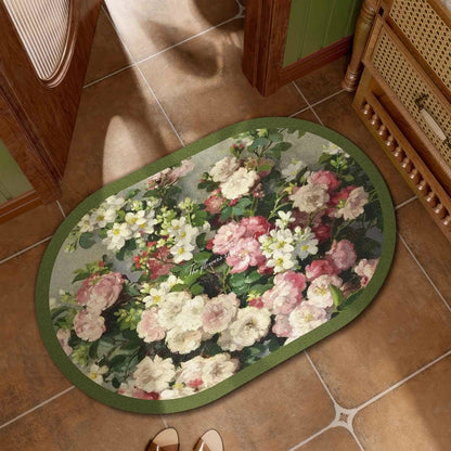 Ownkoti Oil Painting Floral Bath Mat - Dark Green - 23"W x 35"L - image 0