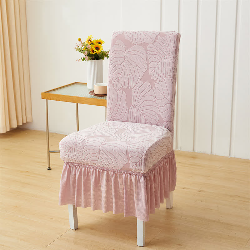 Ownkoti Jacquard Leaf Parsons Chair Slipcover  - Pink - 6PCS - One Size - image 7