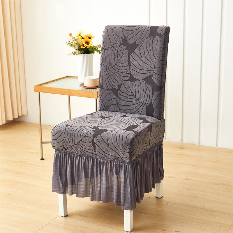 Ownkoti Jacquard Leaf Parsons Chair Slipcover - Dark Gray - 6PCS - One Size - image 8