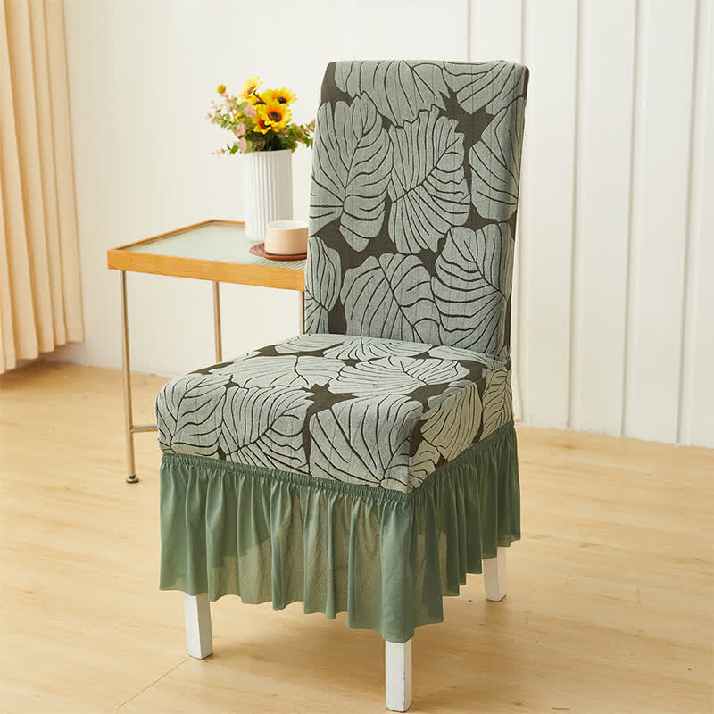 Ownkoti Jacquard Leaf Parsons Chair Slipcover - Green - 6PCS - One Size - image 12