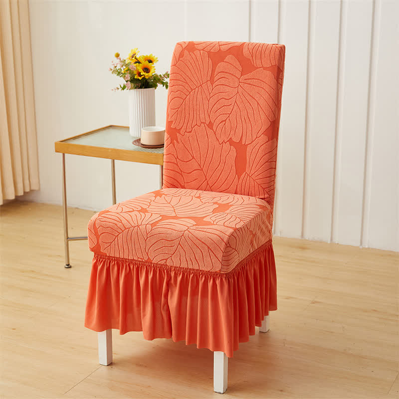 Ownkoti Jacquard Leaf Parsons Chair Slipcover  - Orange - 6PCS - One Size - image 10