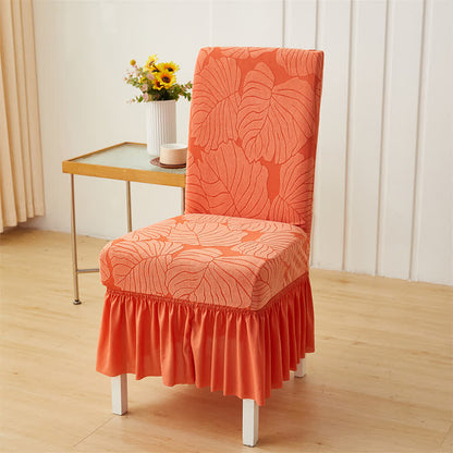 Ownkoti Jacquard Leaf Parsons Chair Slipcover  - Orange - 6PCS - One Size - image 10
