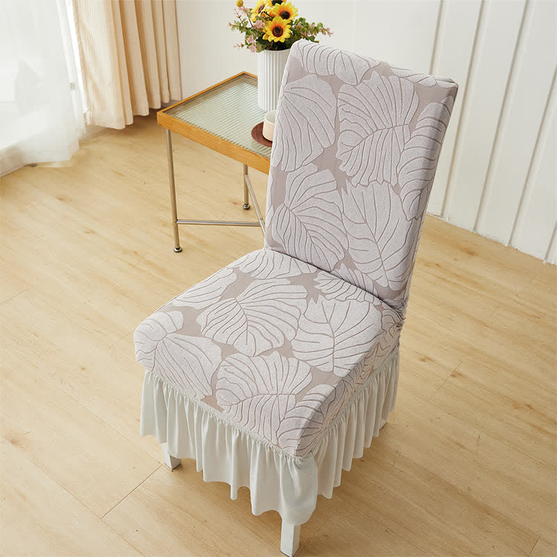 Ownkoti Jacquard Leaf Parsons Chair Slipcover - Silver - 6PCS - One Size - image 14