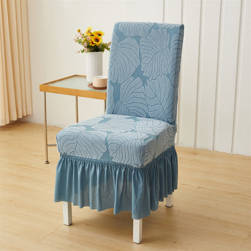 Ownkoti Jacquard Leaf Parsons Chair Slipcover  - Blue - 6PCS - One Size - image 13