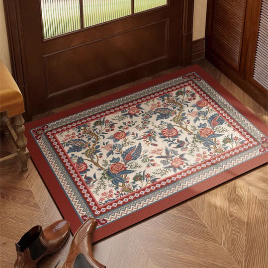 Ownkoti Vintage Floral Branch Border Door Mat - Red - 23"W x 47"L - image 0