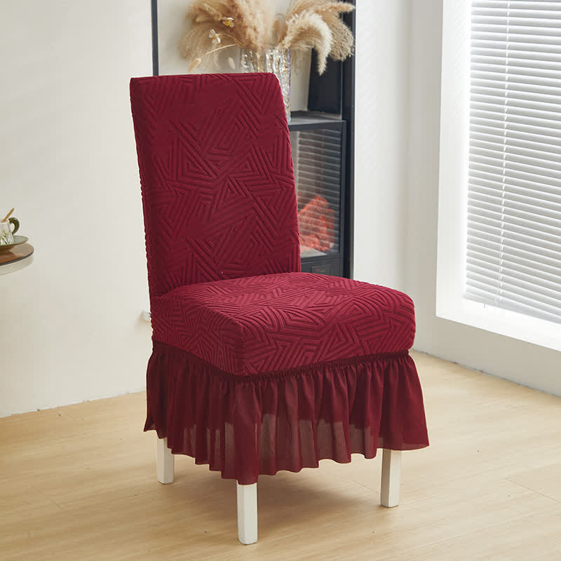 Ownkoti Geometric Elastic Stretch Dining Chair Cover - Wine - 6PCS - One size - image 11