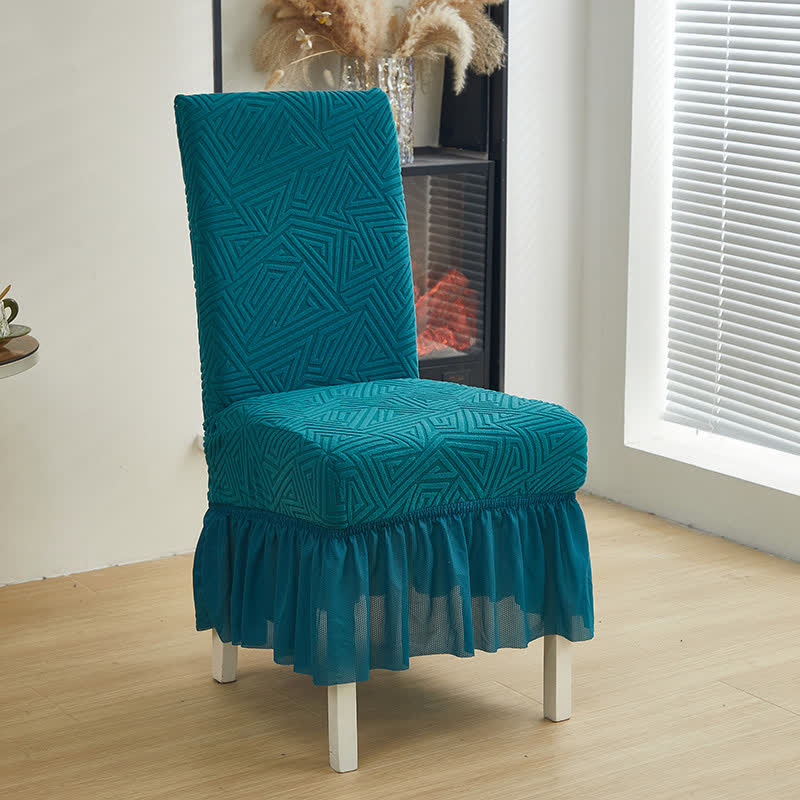 Ownkoti Geometric Elastic Stretch Dining Chair Cover - Blue Green - 6PCS - One size - image 9