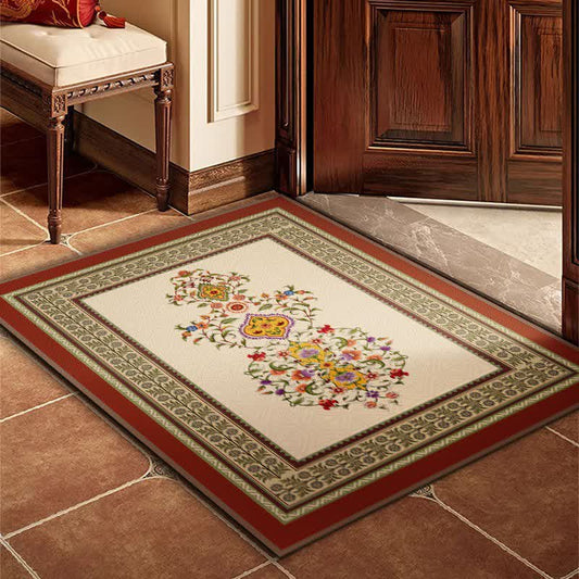 Ownkoti Retro Ethnic Style Floral Door Mat - Red - 23"W x 47"L - image 0