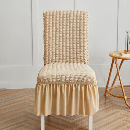 Ownkoti Seersucker Stretch Chair Cover with Ruffle Skirt - Beige - 6PCS - One size - image 16
