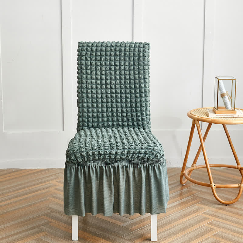 Ownkoti Seersucker Stretch Chair Cover with Ruffle Skirt - Sage Green - 6PCS - One size - image 14