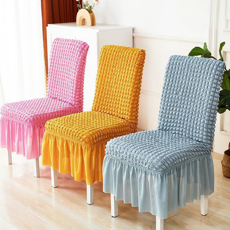 Ownkoti Seersucker Stretch Chair Cover with Ruffle Skirt - image 0