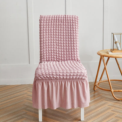 Ownkoti Seersucker Stretch Chair Cover with Ruffle Skirt - Pink - 6PCS - One size - image 9