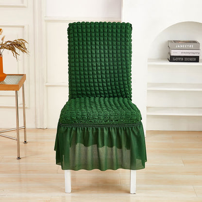 Ownkoti Seersucker Stretch Chair Cover with Ruffle Skirt - Dark Green - 6PCS - One size - image 15