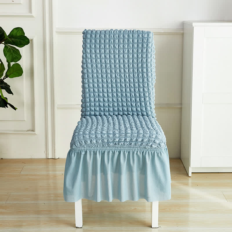 Ownkoti Seersucker Stretch Chair Cover with Ruffle Skirt - Hazy Blue - 6PCS - One size - image 20