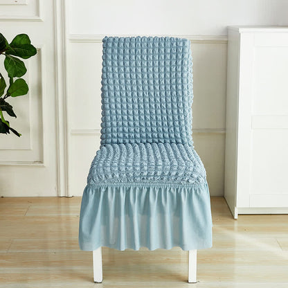 Ownkoti Seersucker Stretch Chair Cover with Ruffle Skirt - Hazy Blue - 6PCS - One size - image 20