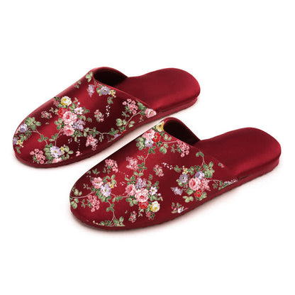 Ownkoti Retro Peony Print House Slippers - Red - L - image 7
