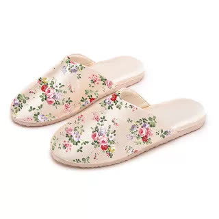 Ownkoti Retro Peony Print House Slippers - Champagne - L - image 8