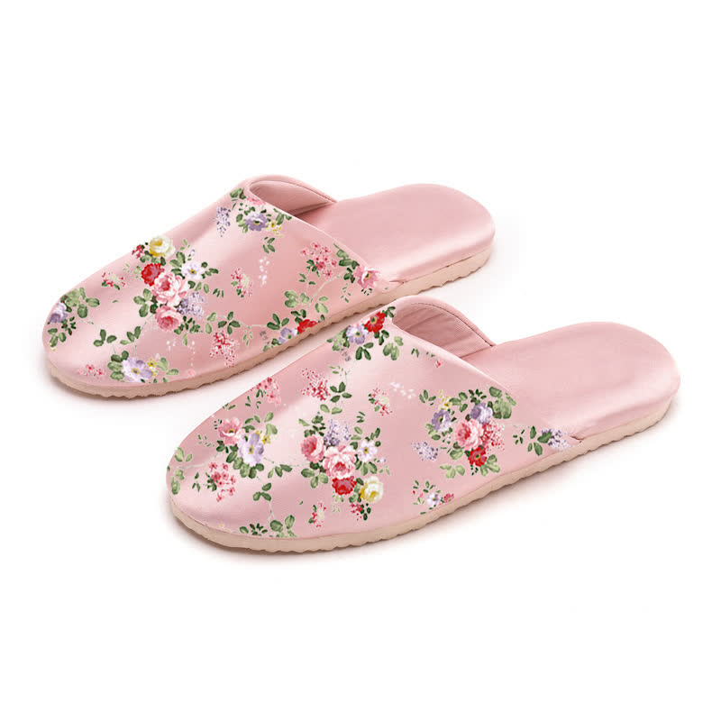 Ownkoti Retro Peony Print House Slippers - Pink - L - image 5