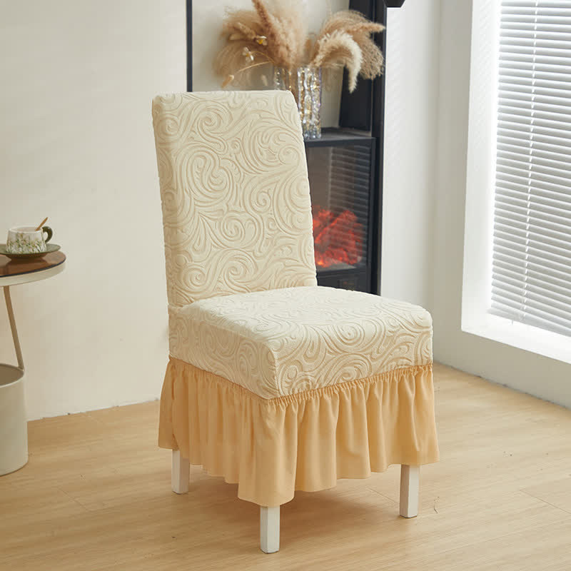 Ownkoti Universal Stretch Jacquard Dining Chair Cover - Beige - 6PCS - One size - image 3