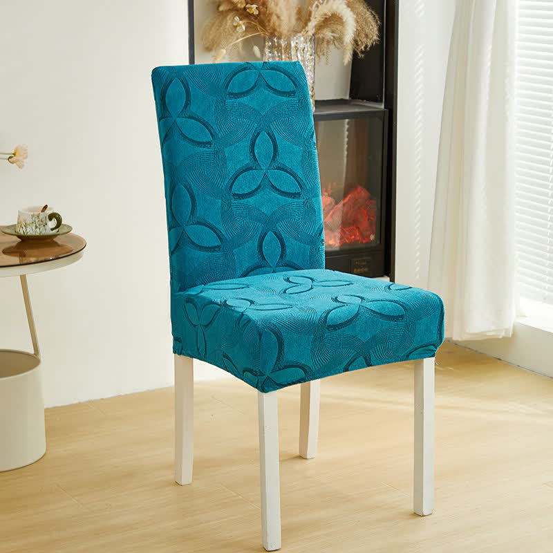 Ownkoti Solid Color Stretch Jacquard Dining Chair Cover - Cyan - 6PCS - Standard - image 16