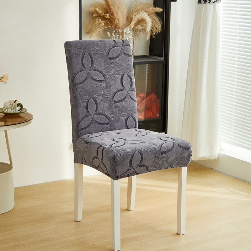 Ownkoti Solid Color Stretch Jacquard Dining Chair Cover - Gray - 6PCS - Standard - image 7