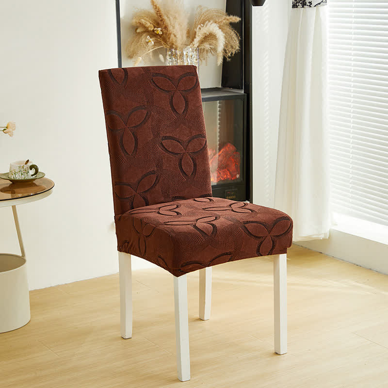 Ownkoti Solid Color Stretch Jacquard Dining Chair Cover - Coffee - 6PCS - Standard - image 20
