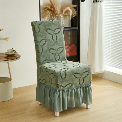 Ownkoti Solid Color Stretch Jacquard Dining Chair Cover - Sage Green - 6PCS - Skirted - image 21