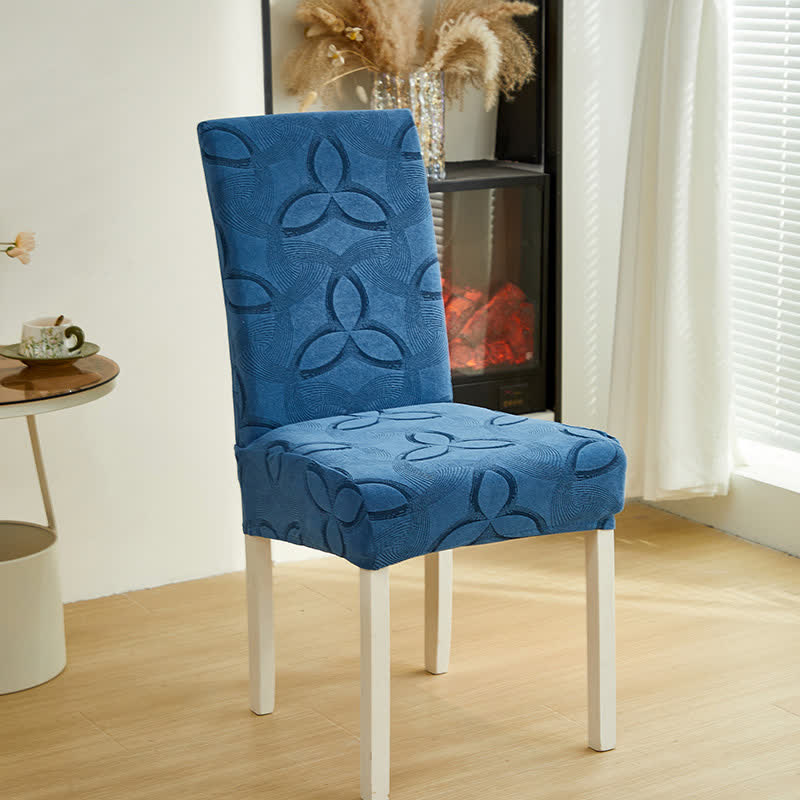 Ownkoti Solid Color Stretch Jacquard Dining Chair Cover - Dark Blue - 6PCS - Standard - image 14