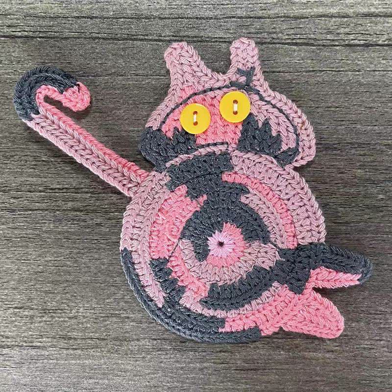 Ownkoti Cute Crochet Cat Butt Coaster - Multicolor - 3PCS - image 4