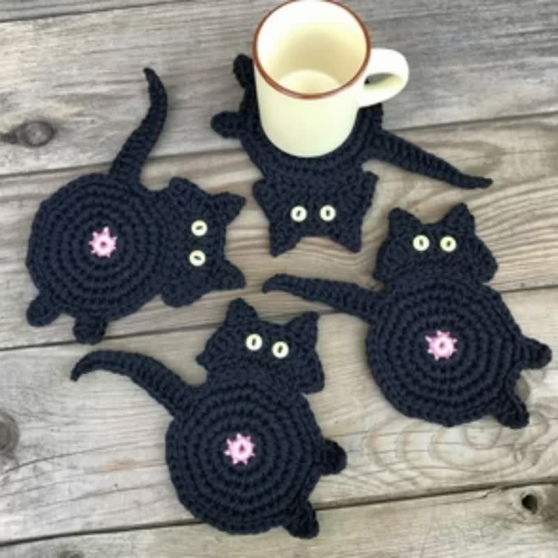 Ownkoti Cute Crochet Cat Butt Coaster - image 2