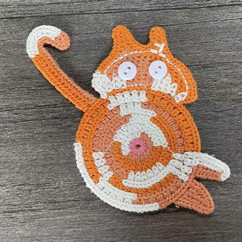 Ownkoti Cute Crochet Cat Butt Coaster - Orange - 3PCS - image 9