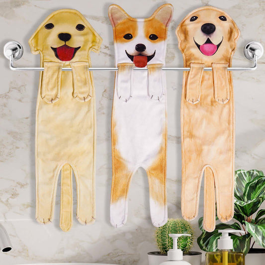 Ownkoti Dog Hangable Kitchen Bathroom Hand Towel - Golden Retriever + Corgi + Labrador Retriever - 3PCS - image 0