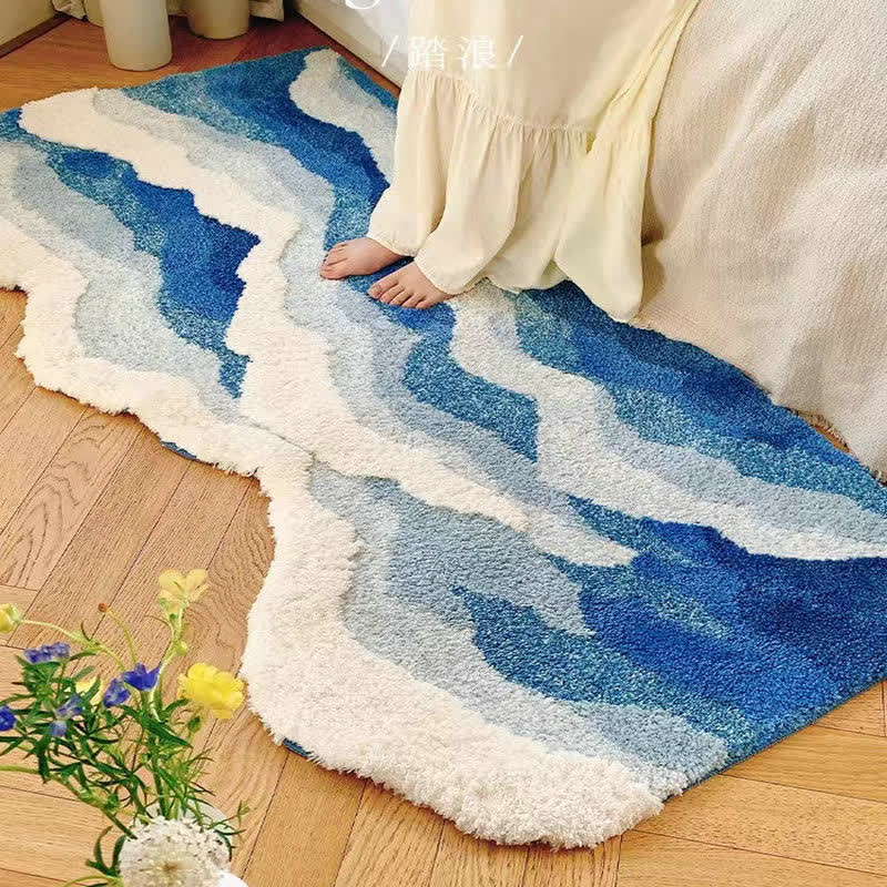 Ownkoti 3D Ocean Tide Tufted Bath Rug - 27" x 63" - image 0
