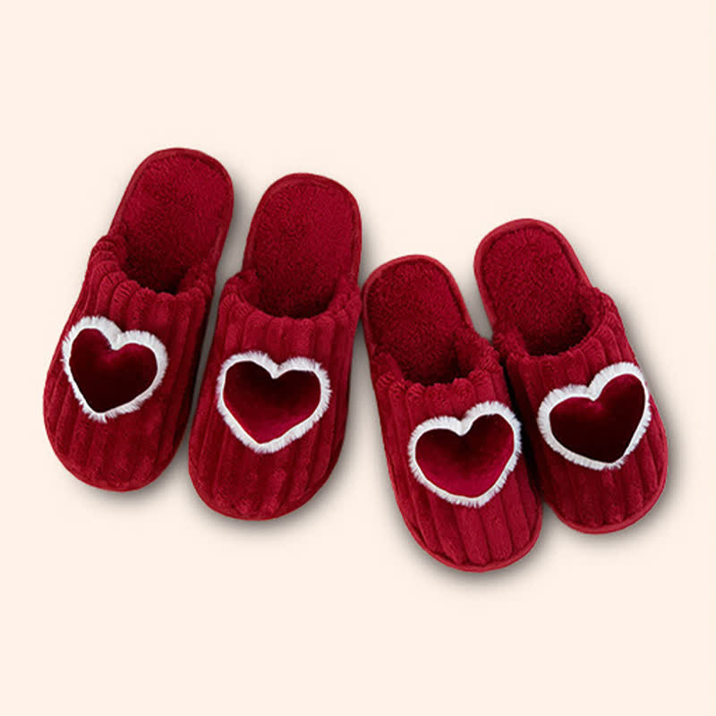 Ownkoti Red Heart Plush House Slippers - image 1