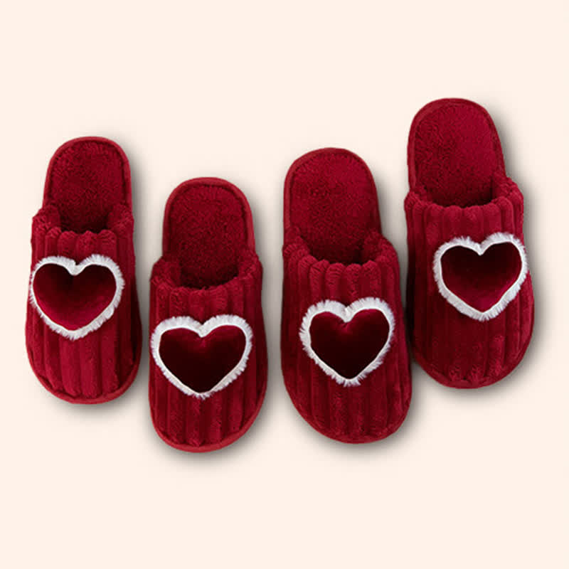 Ownkoti Red Heart Plush House Slippers - image 0