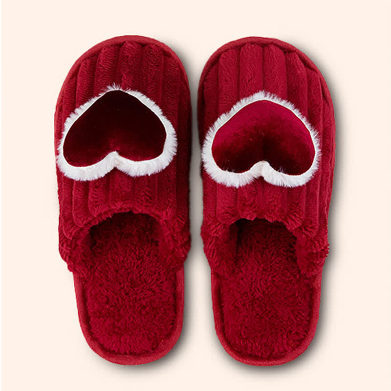 Ownkoti Red Heart Plush House Slippers - Red - XXL - image 4