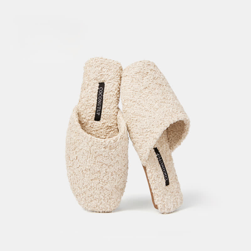 Ownkoti Luxury Solid Color Fuzzy Slippers - Beige - L - image 4