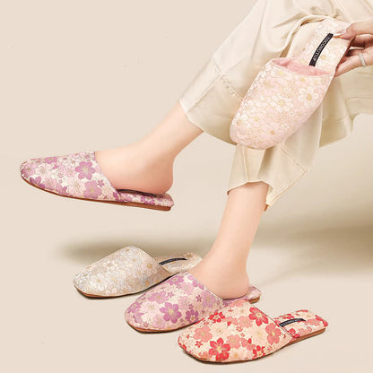 Ownkoti Oriental Peach Blossom Jacquard Plush Slippers - image 0