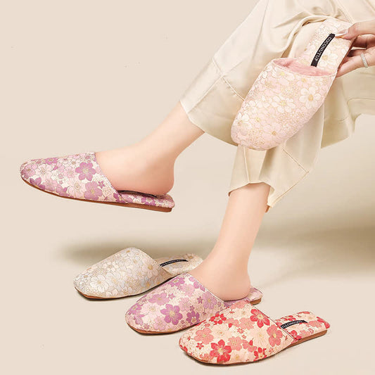 Ownkoti Oriental Peach Blossom Jacquard Plush Slippers - image 0