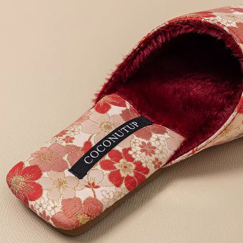 Ownkoti Oriental Peach Blossom Jacquard Plush Slippers - image 6
