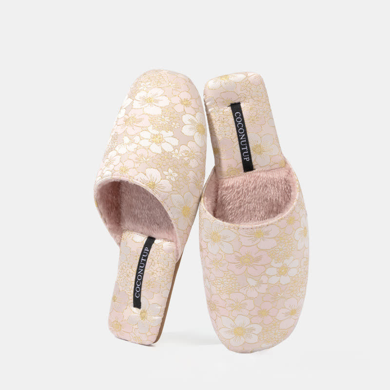 Ownkoti Oriental Peach Blossom Jacquard Plush Slippers - image 8