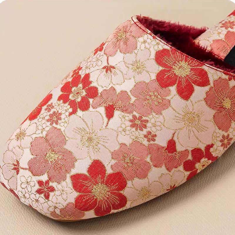 Ownkoti Oriental Peach Blossom Jacquard Plush Slippers - image 5