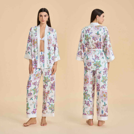 Ownkoti Retro Floral Kimono Loungewear Set - As Picture - XL - image 0