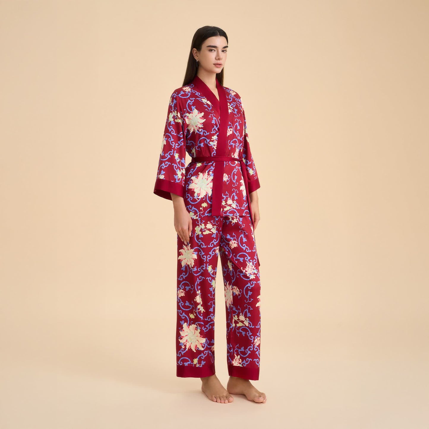 Ownkoti Retro Floral Kimono Style Loungewear Set - image 3