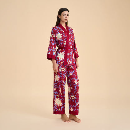 Ownkoti Retro Floral Kimono Style Loungewear Set - image 3
