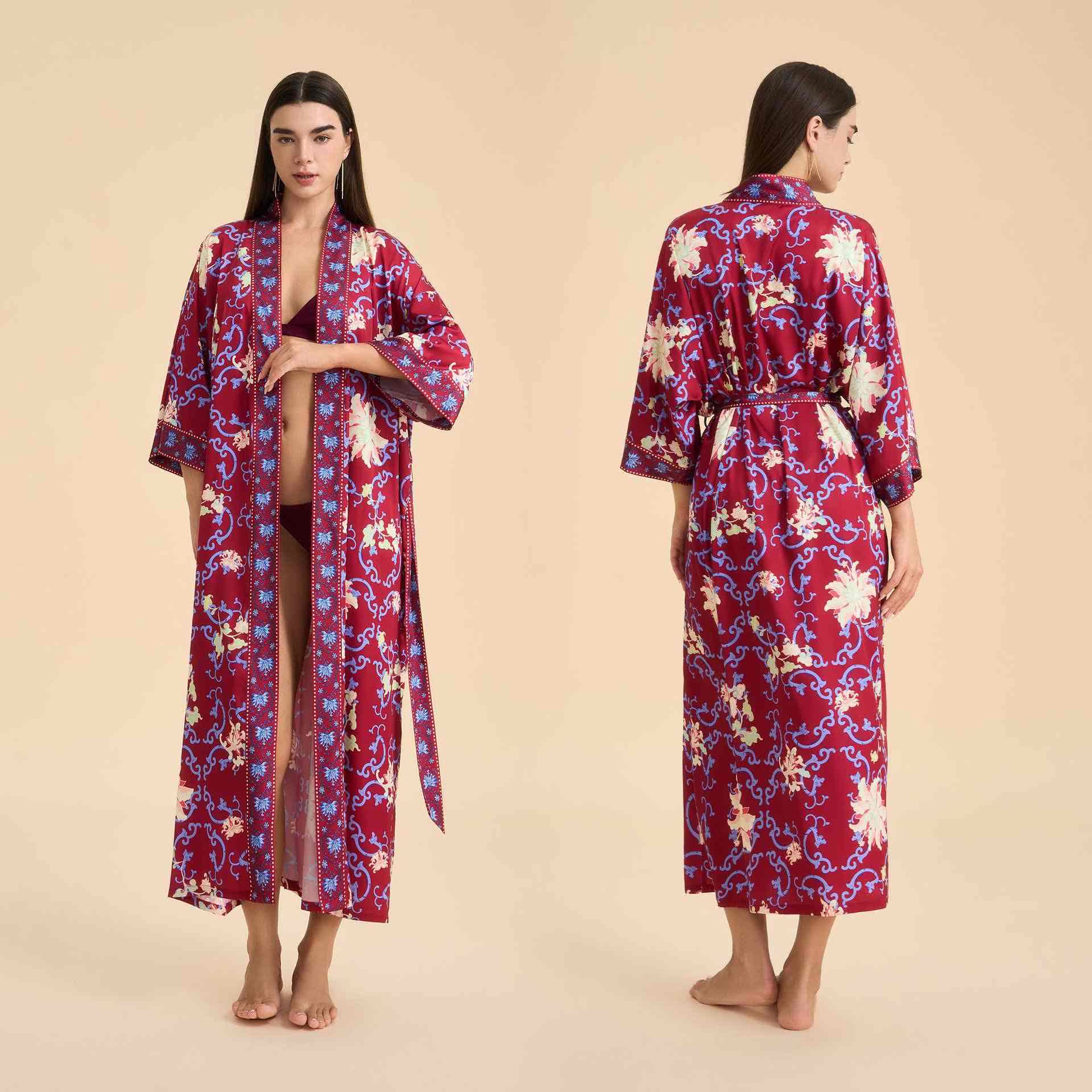 Ownkoti Retro Floral Kimono Style Bathrobe - image 2