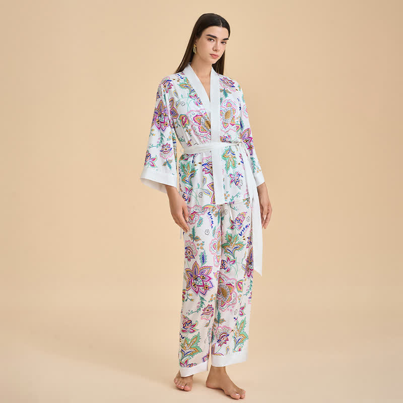 Ownkoti Retro Floral Kimono Loungewear Set - image 3