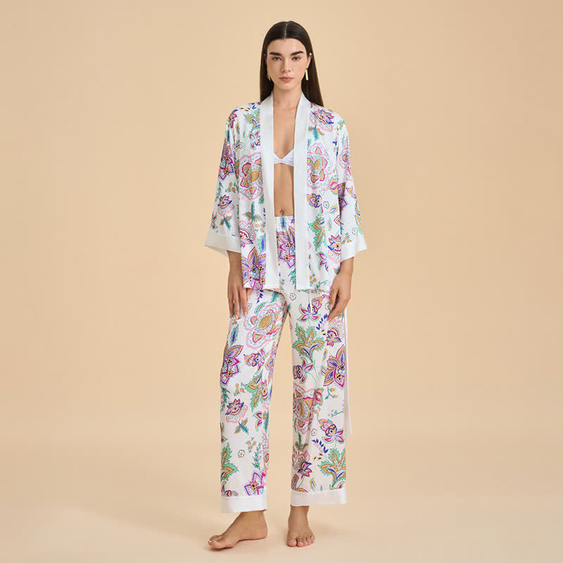 Ownkoti Retro Floral Kimono Loungewear Set - image 1