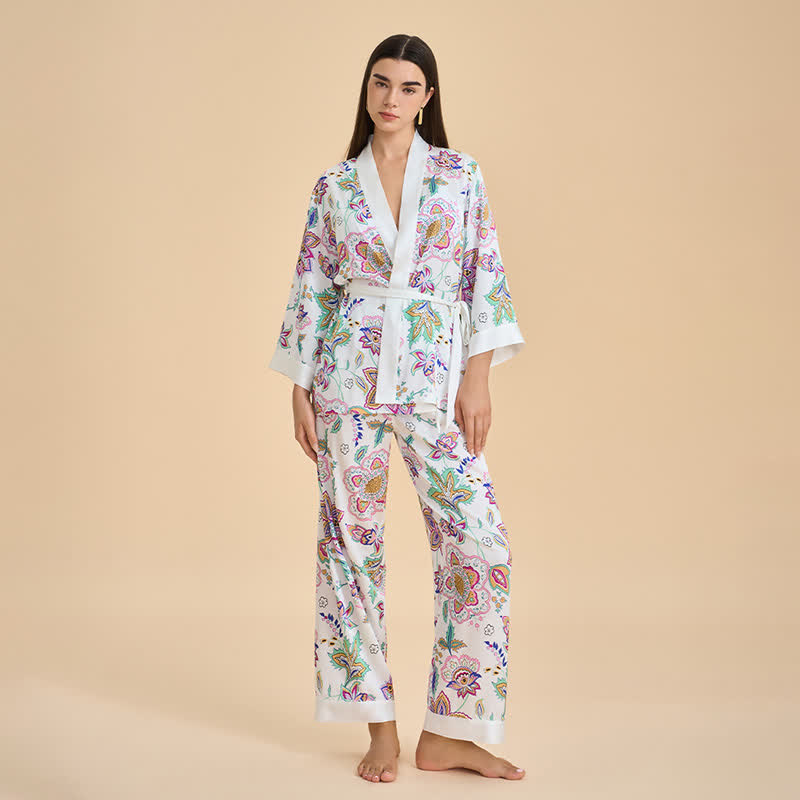 Ownkoti Retro Floral Kimono Loungewear Set - image 2