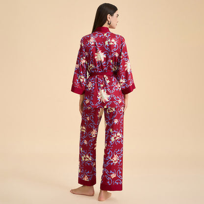 Ownkoti Retro Floral Kimono Style Loungewear Set - image 5